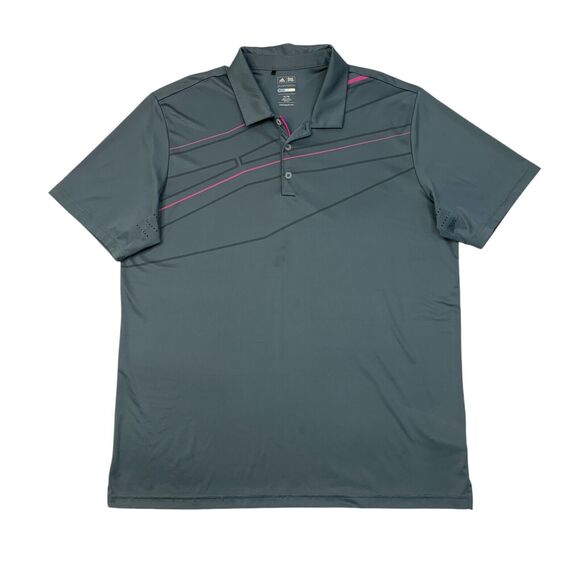 Adidas Polo Shirt Mens XL Extra Large Gotham Gray Golf Puremotion CoolMax Stripe - Picture 1 of 10